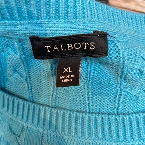 💙Turquoise Talbots Cable Knit Sweater💙 - Picture 6 of 8